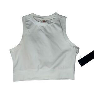Mono B White Sleeveless Crop Top